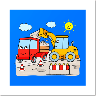 Digger and Truck for Boys and Girls Posters and Art